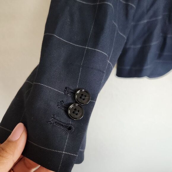 Banana Repulic Navy Paid Blazer Size 4 - Picture 5 of 8
